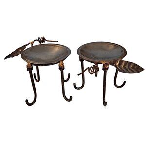 Mixed Metal Leaf Adorned Candle Holder Set Of 2